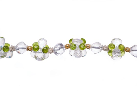 crystal quartz and peridot necklace